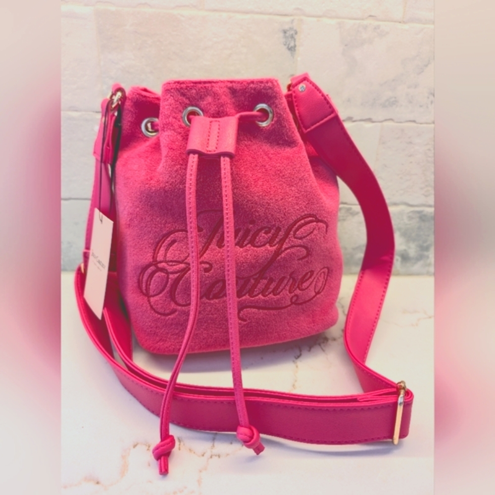 Juicy Couture Crossbody Drawstring Bag - NWT - Pink 9x8x5